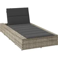 Syfax Sonnenliege mit schwebender Auflage Hellgrau Poly Rattan