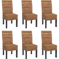 Chefgastro 6er-Set Esszimmerstuhl Korbstuhl Stuhl Malibu Bananengeflecht | HxBxT 96x46x41cm | Sitzhöhe 46cm | dunkel | ohne Kissen