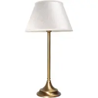 Licht-Erlebnisse Nachttischlampe E14 36 cm Weiß Bronze aus Stoff Echt-Messing Klassisch Nachttischleuchte