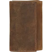 Bagan Braune Damen Geldbörse aus Rindleder im Vintage Design, mit Münz- und Kartenfächern, 9x14x2 cm