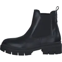 Tamaris Damen Chelsea Boot Leder dicke Profilsohle Stretcheinsätze 1-25902-43, Größe:39 EU, Farbe:Schwarz