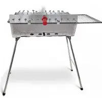 Grillpeter Mangal Astana Deluxe mit 11er Spießdreher Grillmotor USB und Powerbank BBQ Deckel Grillrost Ablage