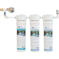 Prime Inventions Wasserfiltersystem Haupt- & 2 Erweiterungsfilterstufen AA Inline von Carbonit & Kalkschutz + Sediment + EM Premium 5