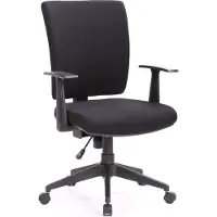 Dmora Bürostuhl Dlom, Chefsessel mit Armlehnen, Ergonomischer Bürositz, 61x65h98/108 cm, Schwarz