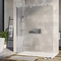 NEXTREND - GmbH Duschabtrennung Walk-In Nano Echtglas EX101 - Milchglas - 10 mm - Wandprofil Chrom - Breite wählbar, Breite Walk-In:1500mm