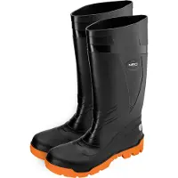 Neo Tools Gummistiefel Sicherheitsstiefel schwarz und orange - lange Gummistiefel - Größe 40-47 (41)