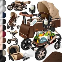 Kesser Loops Kinderwagen 4 in 1 Kombikinderwagen Komplett-Set auch als Buggy für Kinder bis 4 Jahre inkl. Babywanne, Babyschale + Fußsack, Korb, Wickeltasche, Regen- & Insektenschutz & Flaschenhalter
