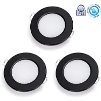 Aigostar 3er Set 4.8W LED Einbauspot Einbaustrahler Einbauleuchte 530 Lumen IP65 wasserdicht schwarzer Rahmen - Neutralweiß