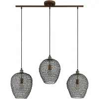 LINDBY Benja Pendellampe, dreiflammig, messing