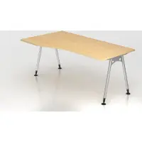 Proregal - Büromöbel mit top Leistungsdaten Schreibtisch Keijo | Ahorn | BxT 180x100/80cm | Höhe 68-76cm | stufenlos höhenverstellbar | A-förmiges Rundrohrgestell Silber | Rechteckform