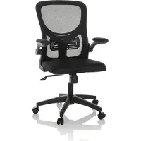 Hjh OFFICE Home Office Bürostuhl BELIO Schreibtischstuhl mit abklappbaren Armlehnen Stoff / Netzstoff Drehstuhl