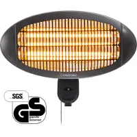 Trotec IR 2000 S Infrarotstrahler Heizstrahler Quarzstrahler Terrassenheizer, Infrarotwärme ohne Vorheizen, spritzwassergeschützt, 3 Schalt- und Leistungsstufen, 2000 Watt