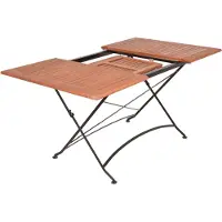 DELUKE Gartentisch ODIN - Eukalyptus, Natur, 100x90x74cm | Ausziehtisch Esstisch Wetterfest Outdoor Tisch