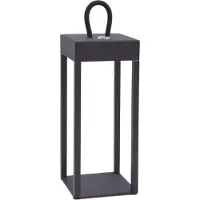 LINDBY LED-Akkutischlampe Iruna, schwarz, Metall, 27cm, dim.