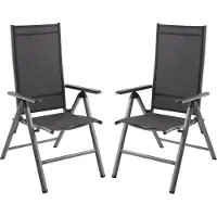 DELUKE Gartenstuhl 2er Set IRIS - Kunststoff, Schwarz | Hochlehner Wetterfest Gartenstühle Outdoor Essstühle