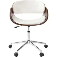 Miliboo - Design-Stuhl auf Rollen Weiß und Nussbaum BENT