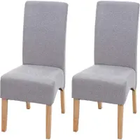Chefgastro 2er-Set Esszimmerstuhl gepolstert | HxBxT 100x44x56cm | Sitzhöhe 48cm | Stoff/Textil MVG- | Hellgrau | helle Beine | Küchenstuhl Stuhl