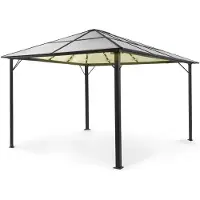 Blumfeldt Pavillon 3x4m, Rostfreier Aluminium-Pavillon mit Festem Dach & Dimmbaren LED-Lichter, Pavillon Wasserdicht, Stabil & Winterfest, Langlebige Pergola Freistehend, Gartenpavillon für Terrasse