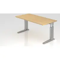 Proregal - Büromöbel mit top Leistungsdaten Schreibtisch Mauri | Ahorn | Silber Gestell | BxT 160x80cm | Arbeitshöhe 68-86cm | höhenjustierbar, 2cm Raster | C-Fuß-Gestell | Rechteckform