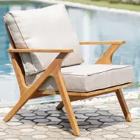 Riess Wetterfester Gartenstuhl COMFORT LINE natur beige Akazienholz Loungesessel Balkonstuhl Sessel
