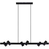 LINDBY Hängeleuchte Savoli, 116 cm, schwarz, 6-flg., Stahl