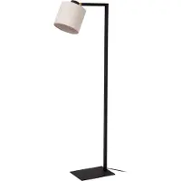 Licht-Erlebnisse Stehleuchte Metall Stoff E27 128 cm hoch Schwarz Beige Modern Stehlampe