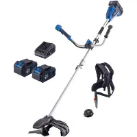 Scheppach Akku Freischneider Rasentrimmer BC-BCH380/40 - 2x20V | 380mm Breite Trimmer | 255mm Breite Sense | inkl. 2x 4Ah Akku + 2,4A Doppelladegerät