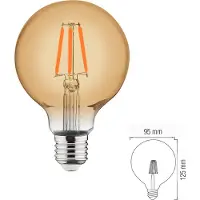 Aigostar E27 Filament Retro Vintage Nostalgie Leuchtmittel G95 - Ø 95mm 10 Watt