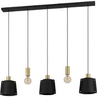 Eglo Hängelampe Majagua, Pendelleuchte Esstisch 5-flammig, Esszimmerlampe mit 3 Lampenschirmen und 2 sichtbaren E27 en, Hängeleuchte