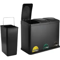 SVITA TC3X15 Kücheneimer 45L Mülleimer Trennsystem Treteimer Abfalleimer Schwarz