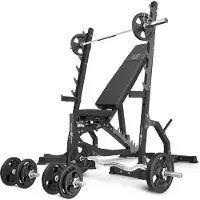 Marbo-sport Marbo Sport - Set MS8_2.0_83KG | Doppelseitig verstellbare Hantelbank + Multilevel-Ständer (2 Stück) + Stangen- und Hantelscheiben Set 83 kg