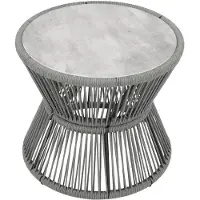 Degamo Beistelltisch Gartentisch ANCONA 56cm rund, Metall + Rope grau, Glas grau