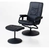 Happy Home Massagesessel Relaxsessel mit Heizfunktion und Hocker schwarz für Wohnzimmer