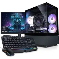 Kiebel.de PC Set Gaming mit 27 Zoll TFT Invader XS V AMD Ryzen 7 5700X, 32GB DDR4, NVIDIA RTX 5060 8 GB, 1TB SSD, WLAN, Windows 11, Komplettsystem Gaming