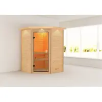 Karibu Sauna Innensauna Antonia Eckeinstieg ohne Zubehör 173x159x191 cm mit Dachkranz
