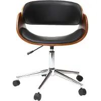 Miliboo - Design-Stuhl auf Rollen Schwarz und Nussbaum BENT