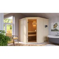Karibu Sauna Innensauna Bodo Eckeinstieg ohne Zubehör 196x178x198 cm ohne Dachkranz
