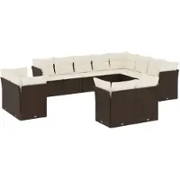 vidaXL 12-tlg. Garten-Sofagarnitur mit Kissen Braun Poly Rattan