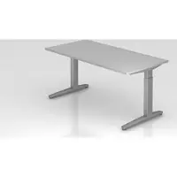 Proregal - Büromöbel mit top Leistungsdaten Schreibtisch Mika | Grau | Silber Gestell | BxT 160x80cm | Arbeitshöhe 65-85cm | höhenjustierbar, 1cm Raster | C-Fuß-Gestell | Rechteckform