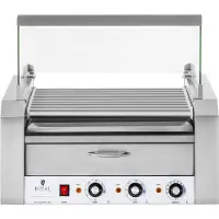 Royal Catering Rollgrill mit Deckel und Wärmeschublade für Brötchen 16 HotDog Würstchen 2200W 230V