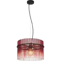 Globo Lighting LED Pendelleuchte, Metall schwarz, Glasstäbe Rot, D 40 cm