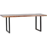 MiaMöbel Esstisch Vanaja 140x90 cm Modern Massivholz Metall Teak Dunkelbraun