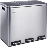 SVITA TM3X18 Treteimer 54 Liter 3x 18L Abfalleimer Mülleimer Mülltrennung Edelstahl Silber