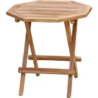 DELUKE Gartentisch NELLA achteckig - Teak, Teakbraun, 50x50x50cm | Garten Beistelltisch Wetterfest Outdoor Tisch