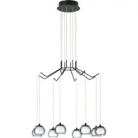 Eglo LED Hängelampe Rovigana, Pendelleuchte Esstisch 8-flammig, Deckenlampe hängend dimmbar, Stahl in schwarz, Rauchglas