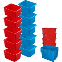 BRB-Lagertechnik 10x Drehstapelbehälter, LxBxH 455 x 360 x 245 mm, 32 Liter, je 5x blau und rot