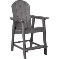 Beliani Garten Barstuhl Dunkelgrau Kunstholz Breite Armlehnen Holzoptik Niedrige Sitzhöhe Muskoka Adirondack Stil Terrasse Outdoor Gartenstuhl
