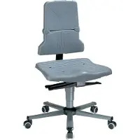 BIMOS Arbeitsstuhl SINTEC, Permanentkontakt mit Sitzneigungsverstellung, Orthositz, ohne Armlehnen & Polsterung, mit Rollen