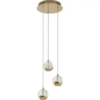 LUCANDE - Design Hängelampe I Pendellampe I Pendelleuchte Gold I Messing mit Glas inkl. LED 3-flammig-Licht - Hayley I Schlafzimmer - Länglich - I (nicht austauschbare) LED