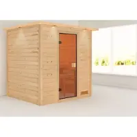Karibu Sauna Innensauna Adelina Fronteinstieg ohne Zubehör 224x184x191 cm mit Dachkranz